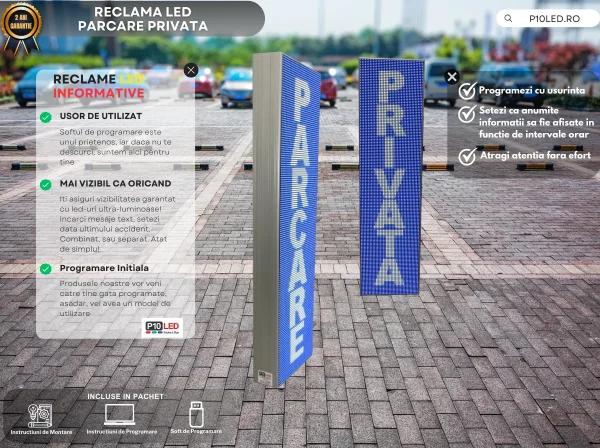 reclama verticala pentru parcare privata exterior